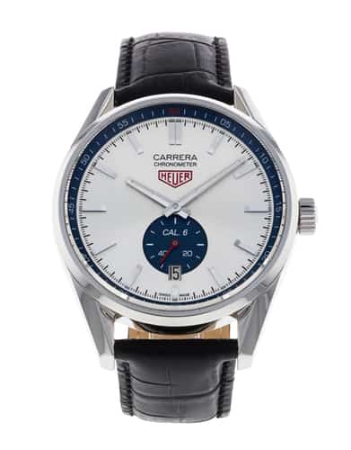 Tag Heuer Carrera Silver Baton Dial Leather Strap